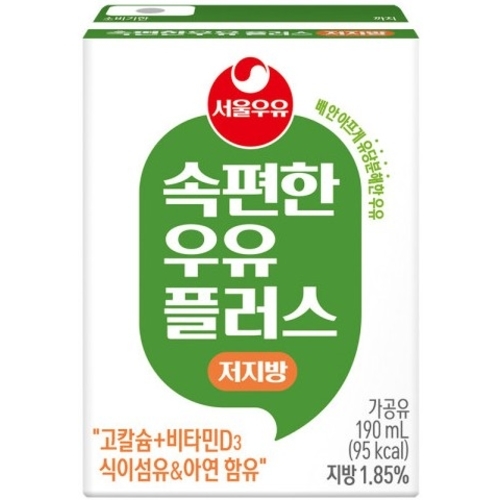 서울우유 속편한 우유 플러스 저지방 190ml x 24개