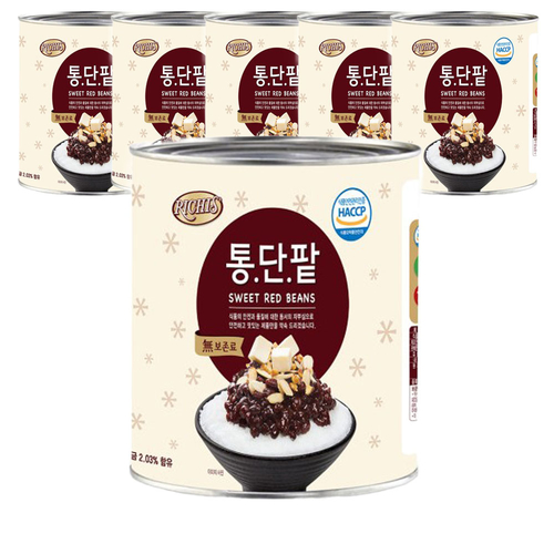 팥빙수 재료 연유 제과 빵 동서 리치스 통단팥 3kg x 6개.